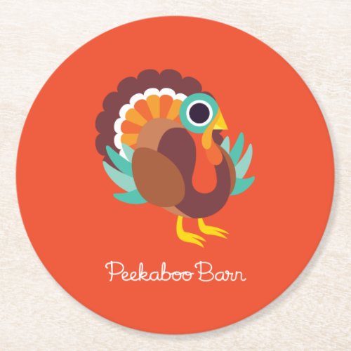 Rollo the Turkey Round Paper Coaster