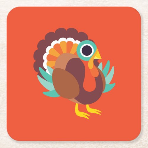 Rollo the Turkey Square Paper Coaster