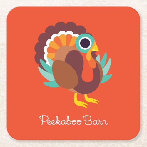 Rollo the Turkey Square Paper Coaster