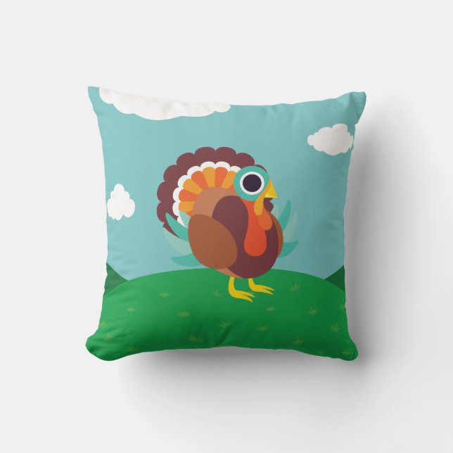 Rollo the Turkey Throw Pillow (Front)