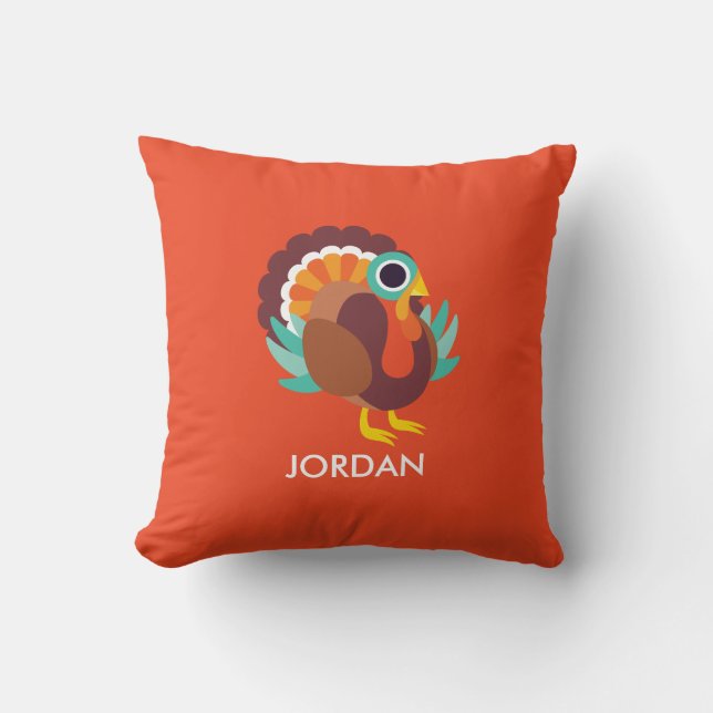 Rollo the Turkey Throw Pillow (Front)