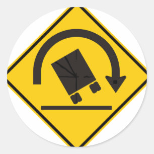 Rollover Hazard Highway Sign Classic Round Sticker