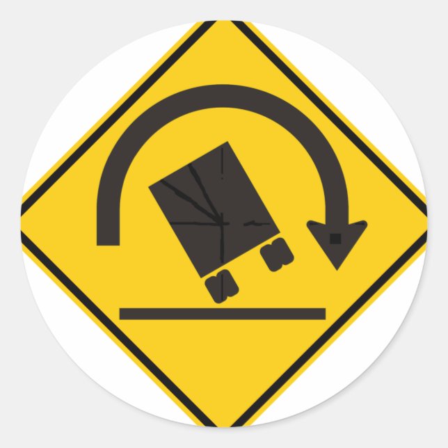Rollover Hazard Highway Sign Classic Round Sticker (Front)