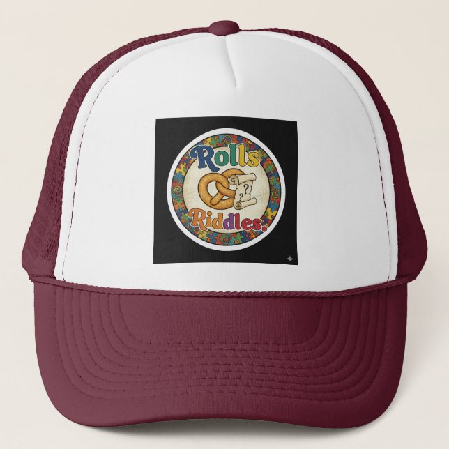 Rolls and Riddles – Dice & Mystery Tee Trucker Hat (Front)