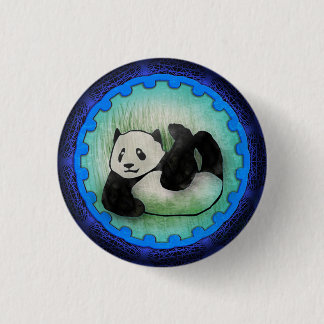 Rolly Polly Friendly Panda Pal in Blue Pinback Button