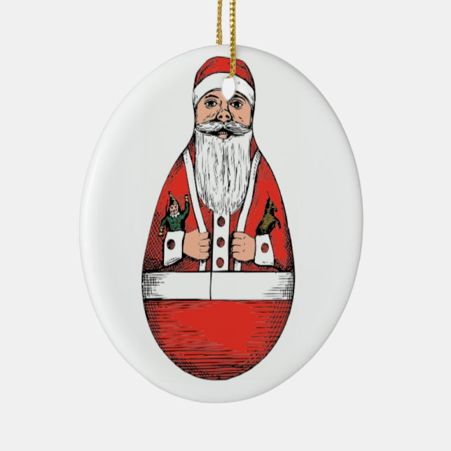 Rolly polly Santa Claus Ceramic Ornament (Right)