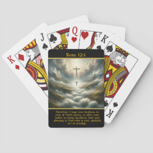 Rom 12:1 Majestic Cross Divine Radiance Poker Cards