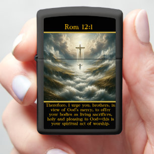 Rom 12:1 Majestic Cross Divine Radiance Zippo Lighter