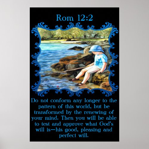 Rom 122 Baby boy fishing in the river Poster