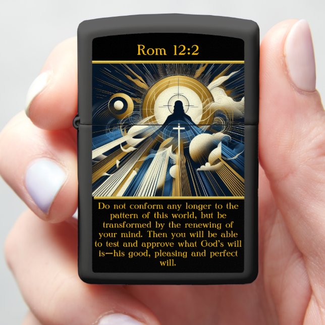 Rom 12:2 Divine light surrounds Jesus Zippo Lighter (In Hand)