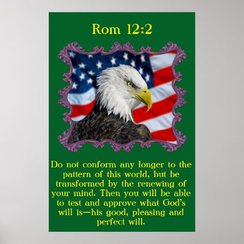 Rom 122 With A Eagle in front of a American flag Poster