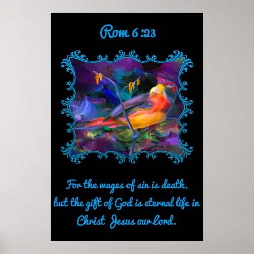 Rom 623 Beautiful rainbow colorful sparrow Poster