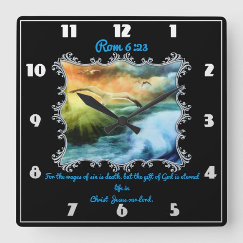 Rom 623 With seagulls flying over the open sea  Square Wall Clock