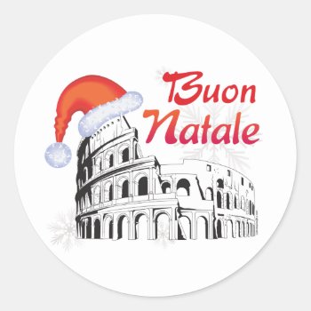 Roma Buon Natale Classic Round Sticker by christmasgiftshop at Zazzle