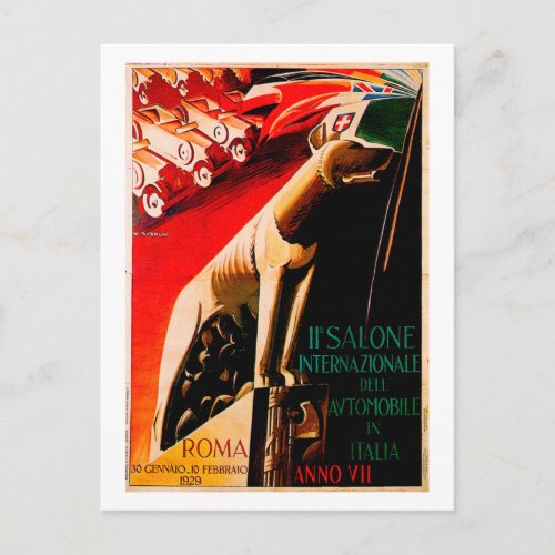 Roma Car Show  Vintage 1929 Automobile Ad Postcard