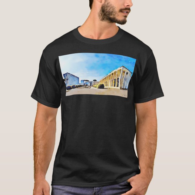 Roma Eur Pine Tree Bushes And Building T-Shirt (Front)