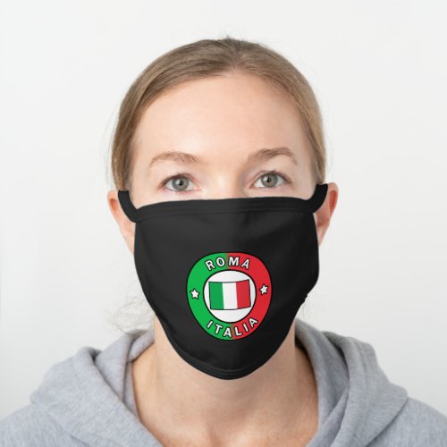 Roma Italia Black Cotton Face Mask