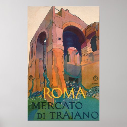 Roma Mercato Di Traiano Old Ruins Italy Travel Poster