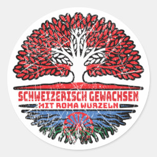 Roma Romani Schweizer Schweiz Baum Wurzel Flagge Classic Round Sticker