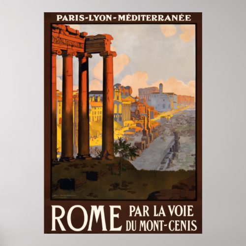 Roma Rome Old Ruins Italy Travel Poster
