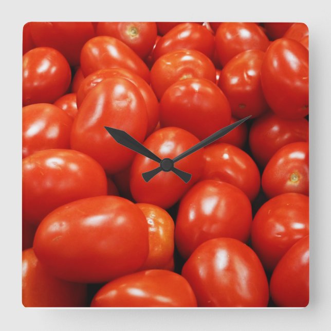 Roma Tomatoes Square Wall Clock (Front)
