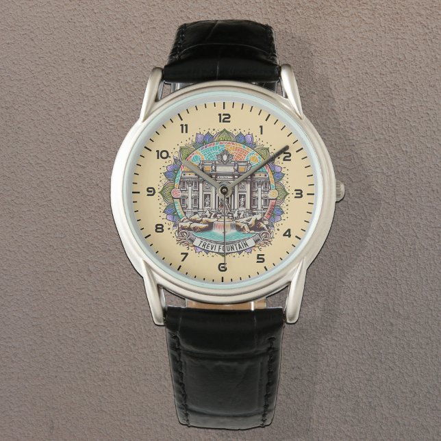 Roma Whispering Fountain Classic black Leather Watch (Creator Uploaded)