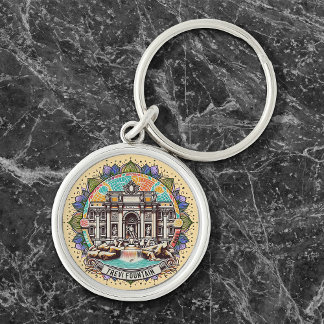 Roma Whispering Fountain Premium Round Keychain