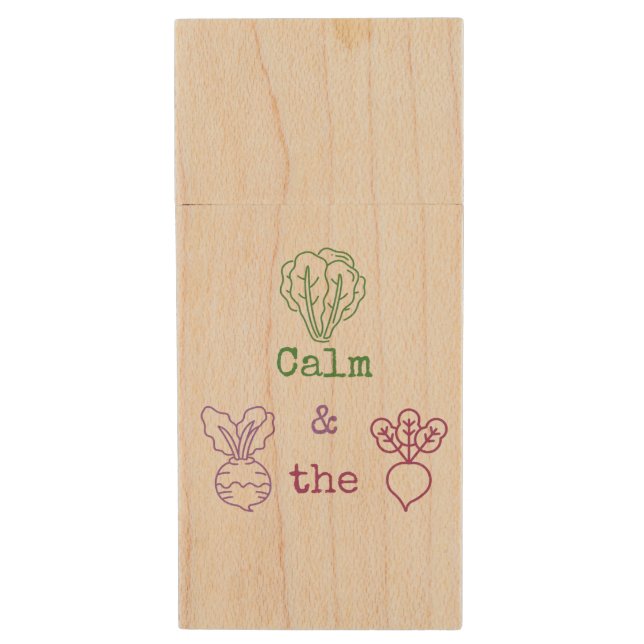 Romaine Calm & Turnip the Beet  Wood Flash Drive (Front Vertical)