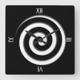 Roman 4 Numeral Black Spiral Wall Clock