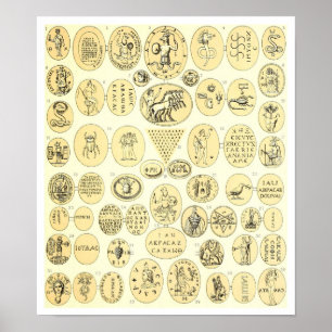 Roman Amulets - Engravings from Abraxas Gemstones Poster