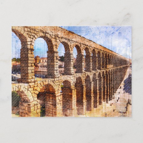 Roman Aqueduct Segovia Spain Postcard