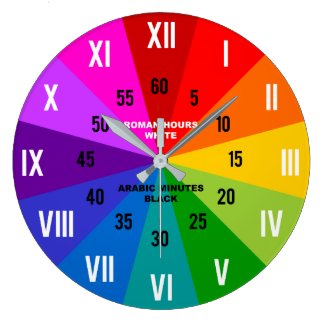Roman & Arabic Rainbow Learn to Tell Time Teachers Large Clock