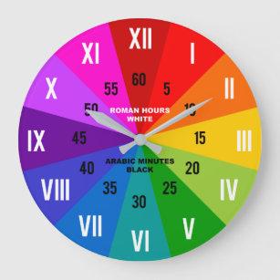 Roman & Arabic Rainbow Learn to Tell Time Teachers Large Clock
