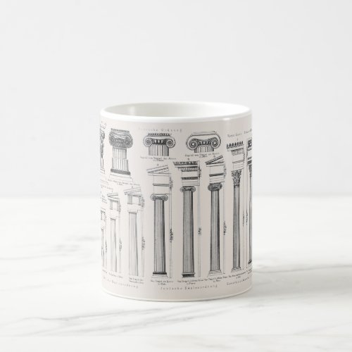 Roman Architectural Drawing Column Types Diagram Coffee Mug