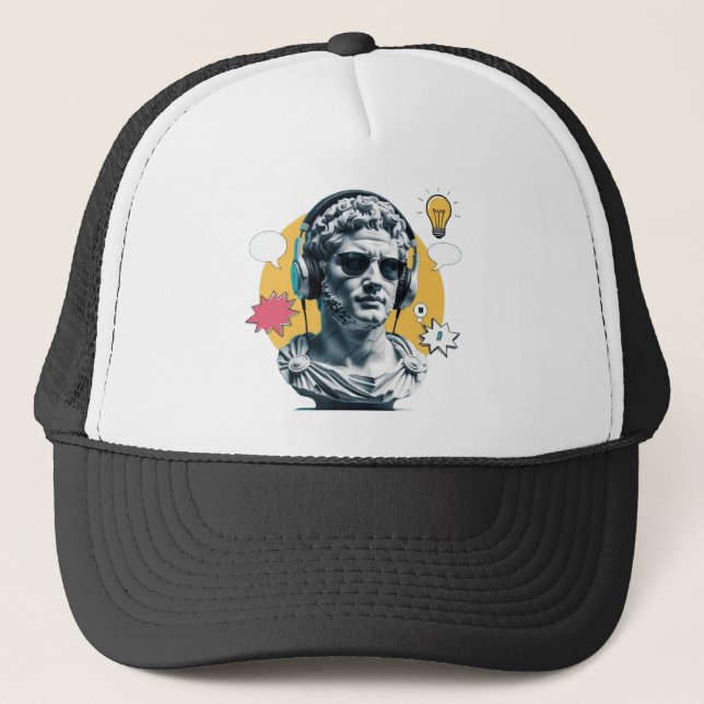 Roman Bust with Headphones – Aesthetic Dad Hat (Front)