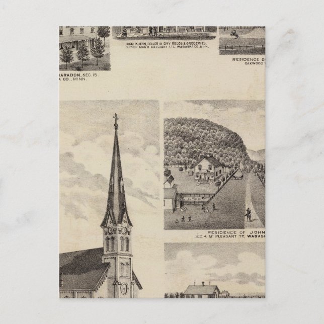 Roman Catholic Church, Residences, Minnesota Postcard (Front)