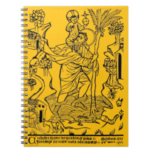 Roman Catholic Saint Christopher Devotional Art Notebook