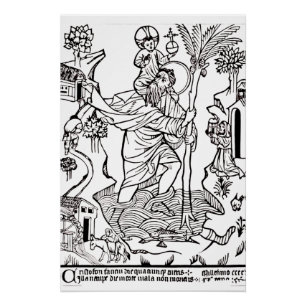 Roman Catholic Saint Christopher Devotional Art Poster