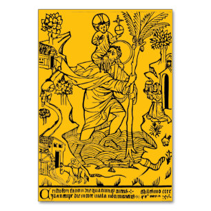 Roman Catholic Saint Christopher Devotional Art Table Number