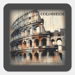 Roman Colosseum Italy Europe Square Sticker