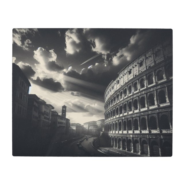 Roman Colosseum Monochrome – Ancient Strength  Metal Print (Front)