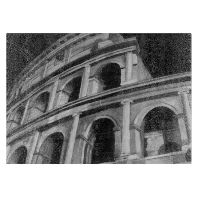 Roman Colosseum with Architectural Drawings Cutting Board (Front)