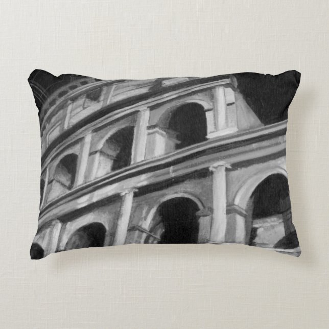 Roman Colosseum with Architectural Drawings Decorative Pillow (Front)