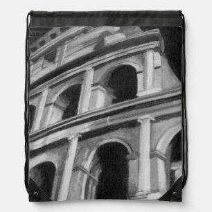 Roman Colosseum with Architectural Drawings Drawstring Bag