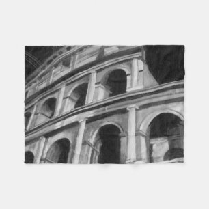 Roman Colosseum with Architectural Drawings Fleece Blanket