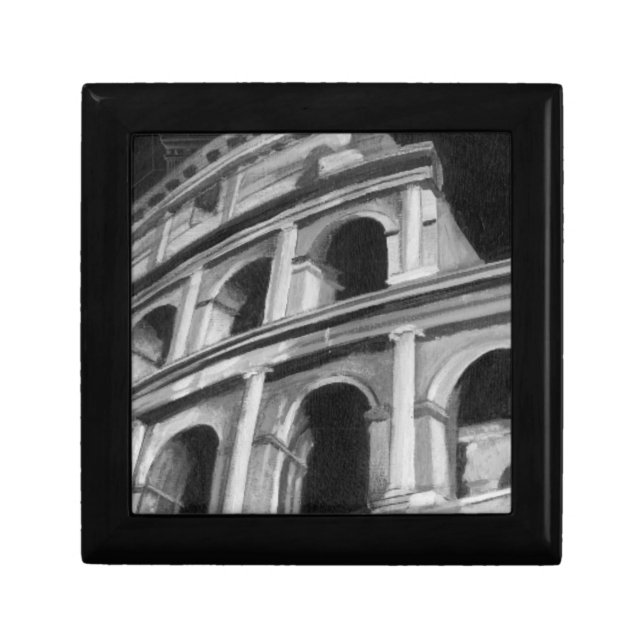 Roman Colosseum with Architectural Drawings Keepsake Box (Front)