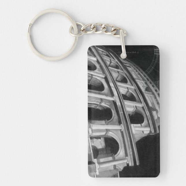 Roman Colosseum with Architectural Drawings Keychain (Front)