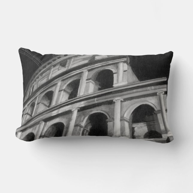 Roman Colosseum with Architectural Drawings Lumbar Pillow (Front)