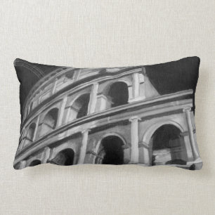 Roman Colosseum with Architectural Drawings Lumbar Pillow