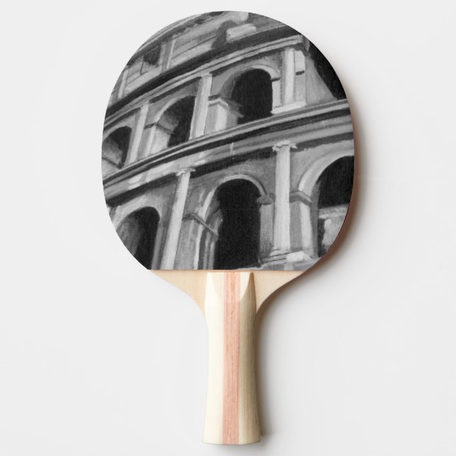 Roman Colosseum with Architectural Drawings Ping-Pong Paddle (Front)